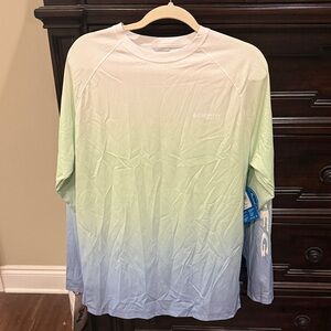 Columbia Men's Ombre Long Sleeve Shirt - Light Green and Light Blue